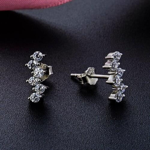 100% Real Solid 925 Sterling Silver Earrings Luxury Female Small Lab Diamond Stud Earrings For Women Boho Love Wedding Earrings