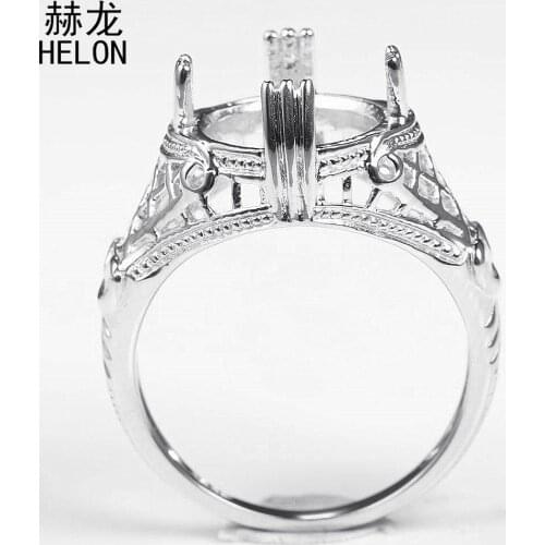 14.5mm-15.5mm Round Cut Sterling Silver 925 Semi Mount Engagement Ring Vintage Art Deco Fine Jewelry Women Wedding Ring Setting