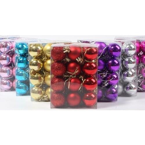 3cm 24pcs/box Christmas Tree Decor Ball Bauble Xmas Party Hanging Ball Ornament decorations for Home Christmas decorations Gift