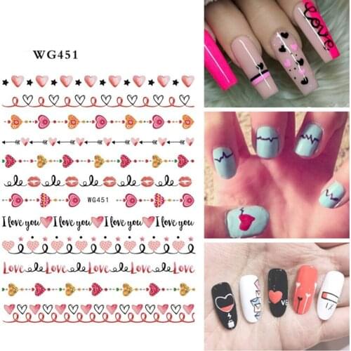 3D Nail Sticker Sweet Heart Nails Art Manicure Back Glue Decal Decorations Graffiti Decal For Valentines Day Nail Tip Beauty