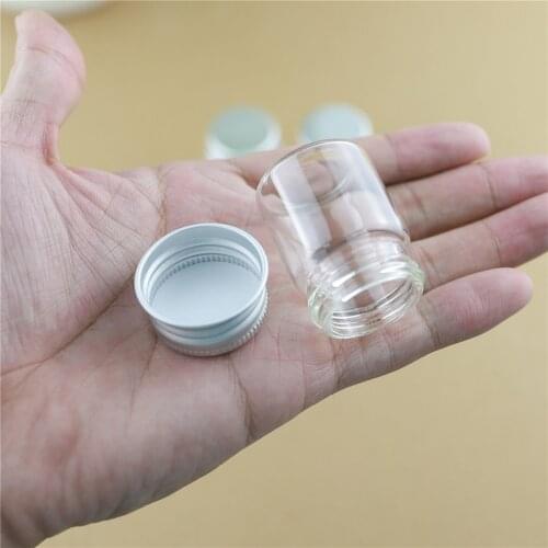50pcs/lot 30*40mm 15ml Mini Glass Bottles Aluminum CapsGlass Jars Vials Transparent Glass Containers Cute Small Bottles