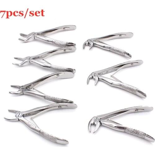7pcs/set Stainless Steel Dental Forceps Child Tooth Extraction Forcep Pliers Kit Orthodontic Dental Lab Instruments Tools