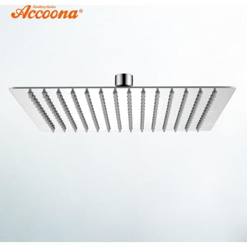Accoona Shower Head Polished Chrome Top Square Ultrathin Rainfall Single Head Rotatable Rainfall Shower Heads A355-1