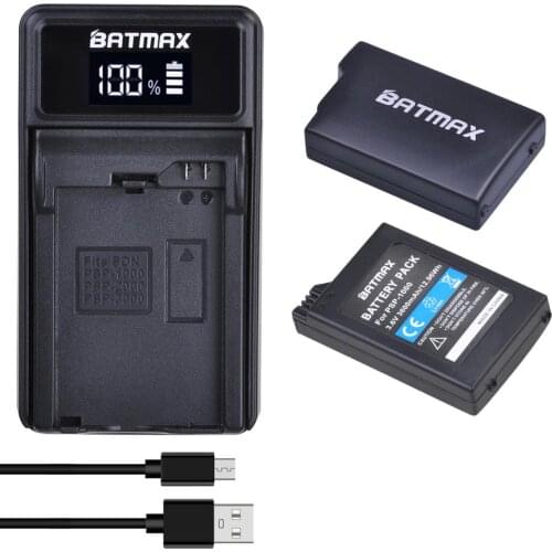 Batmax 3600mAh Battery +LED USB Charger For Sony PSP 1000 PlayStation Portable PSP1000 Console Replacement Batteries