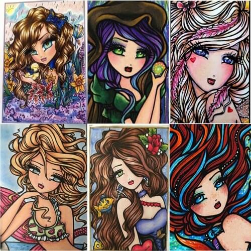 5D DIY diamond painting cartoon girl full square round diamond embroidery mosaic artist home decoration childrens gift HR1589