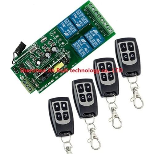 85v~250V 110V 220V 230V 4CH RF Wireless Remote Control Relay Switch Security System Garage Doors, Rolling Gate Electric Doors