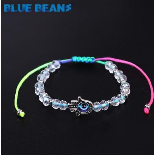 Bohemia crystal Bracelets Women handmade With Braided Red Rope Beaded Lucky palm eye Charm Bracelets fashion accessories friends