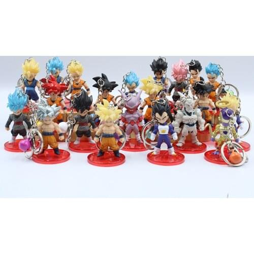 21 Dragon Ball Creative Cartoon Character Keychain Sun Goku Vegeta Frieza Doll Action Figure Model Keychains Pendant Toy