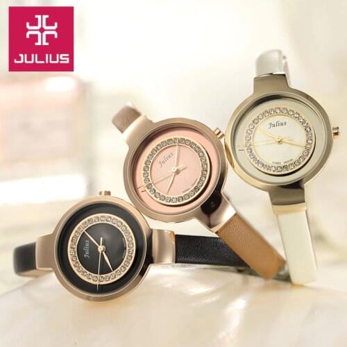 Julius Lady Womens Watch Japan Quartz Hours Fine Fashion Dress Leather Bracelet Girl Birthday Valentine Gift NO Box