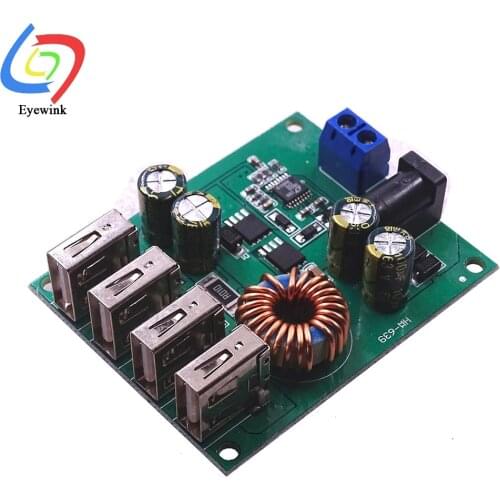DC DC 9V 12V 24V 36V 48V 7-60V to 5V Voltage Regulator Buck Converter 5A Volt Transformer Power Supply Module 4 USB Ports