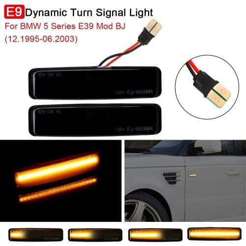 For BMW 5 Series E39 Mod BJ 12/95-6/03 Flowing Sequential Lamp 2Pcs Dynamic LED Turn Signal Side Marker Lights Blinker Indicator