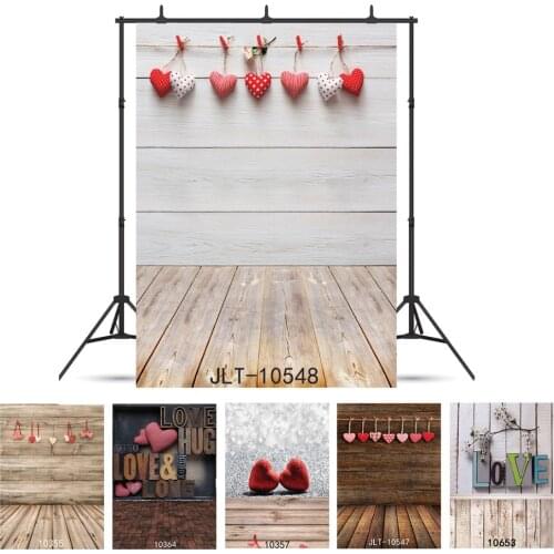 Photographic Background Valentines Day Love Heart Wood Plank Vinyl Backdrop Fond Studio Photo for Weddings Children Newborn