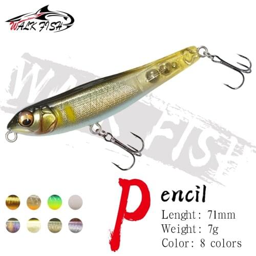 WALK FISH 71MM 7G Pencil Fishing Lures 3D Eyes Artificial Hard Bait Sinking Wobbler Japan Fishing Bait Winter Fishing Tackle