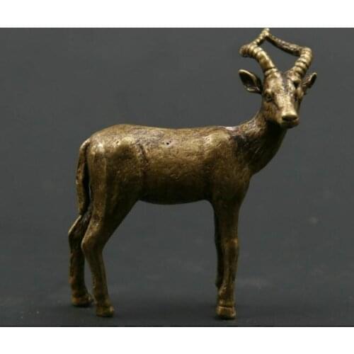 Chinese Bronze Lovable Animal Antelope Bushbuck Hartbeest Oryx Statue