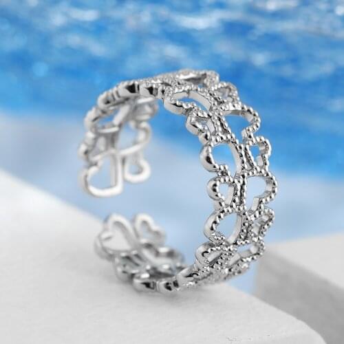 Silver Plated Adjustable Love Cubic Zirconia Ring Women Ring Fashion Simple Banquet Wedding Ring Designed for Women Send Girl
