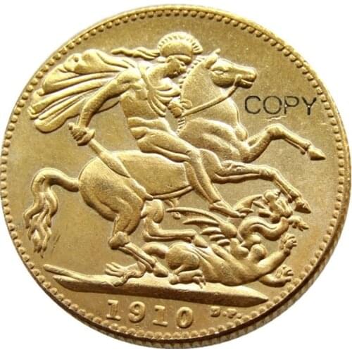 1910 EDWARD VII SOVEREIGN GOLD PLATED COIN LONDON MINT LUSTER SUPERB copy coin
