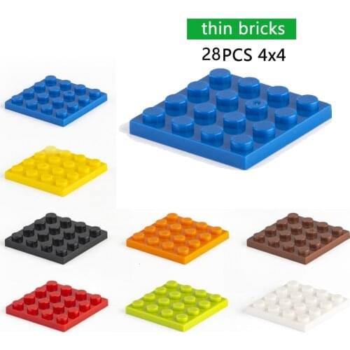 DIY Building Blocks Thin Figures Bricks 28pcs 4x4 Dots Educational Creative Size Compatible With Other Brand Toys for Children