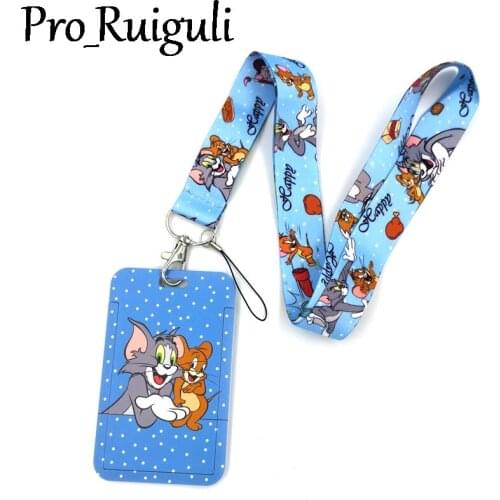 Cat and Mouse Fashion Lanyard ID Badge Holder Bus Pass Case Cover Slip Bank Credit Card Holder Strap Card Holder