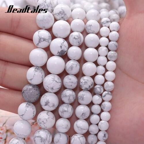 Natural Stone White Turquoise Beads White Round Loose Beads For Jewelry DIY Making Bracelet Accessories 15" 6/8/10mm Beadtales