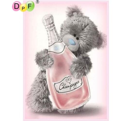 DPF DIY Little bear drinks 5D square diamond painting cross stitch 3D diamond embroidery crafts home decor wall painting mosaic