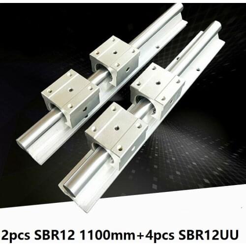 2pcs SBR12 1100mm support rail linear guide + 4pcs SBR12UU linear bearing blocks CNC router parts