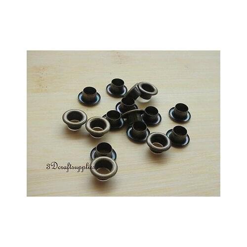 Eyelets metal with washer grommets anti bronze round 100 sets 4 mm i45