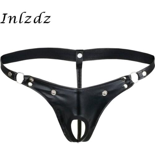 Mens Lingerie Gay Homme Sex Underwear Leather G-string Thong Bikini Briefs Hot Sexy Thong Panties Bulge Pouch Hot Sexy Underwear