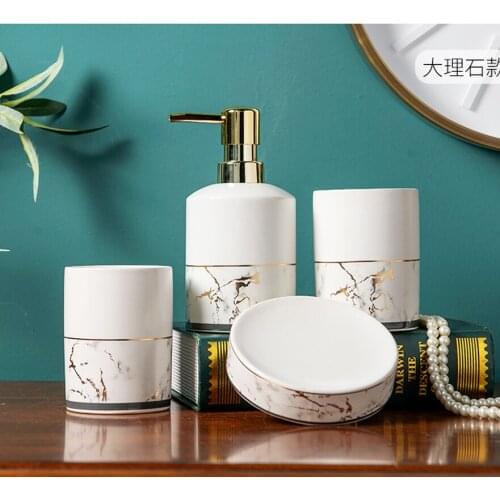 European Bathroom Set Simple Ceramic Wash Four-piece Bathroom Supplies Bathroom Mouth Cup Lotion Bottle Toothbrush Kit Kit