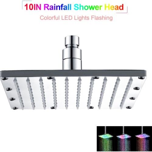 8/10/12 inch LED Shower Head Square Rainfall Shower Head RGB/Multiple Colors Automatic Changing Showerhead Bathroom Accessories