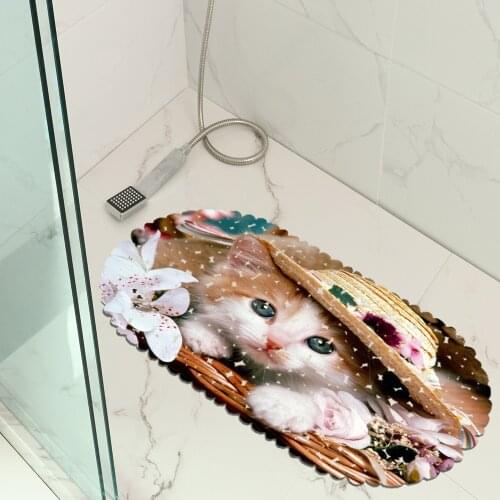 Cartoon Animal Pattern PVC Non- Slip Waterproof Bath Mats Bathtub Mat Shower Mat Toilet Household Bathtub Bathroom Hollow Pad