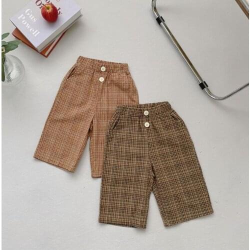 2021 new girls boys striped long pants cotton autumn cool kids pants