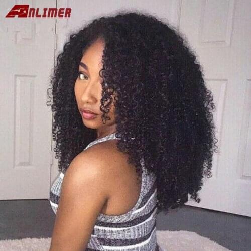 Short Kinky Curly U Part Human Hair Wigs Full 180% Density Remy Brazilian Natural Color Glueless Middle Part 1*3'' U Shape Wigs