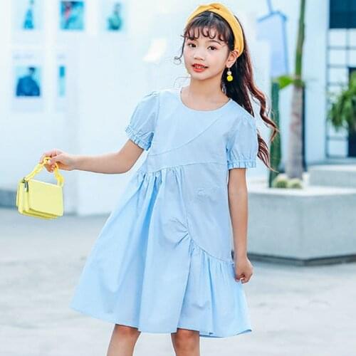 Girls short-sleeved dress cotton clothes 2021 summer girl dresses kids girls casual dresses childrens clothing