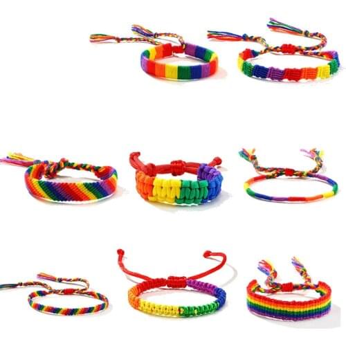 Rainbow Knotted Woven Bracelet Lesbians Gays Bisexuals Couple Friendship Romantic Memory Fashion Charm Jewelry Bracelet Unisex