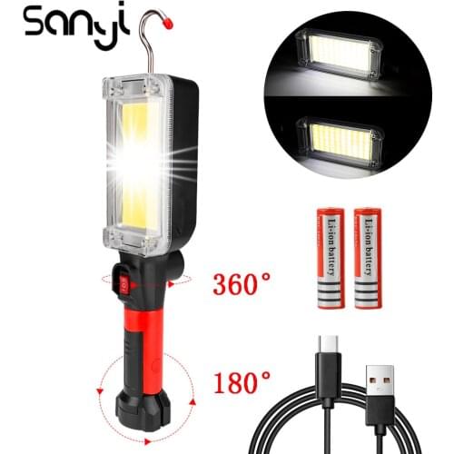 Portable Lantern Flashlight Power By 2*18650 Battery LED COB Magnetic Work Lighting Linternas for Camping Night Fishing Lamp