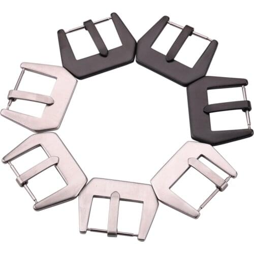 Solid Stainless Steel Watch Buckle Men 20mm 22mm 24mm Brushed Black Silver Metal Watch Clasp For Watchbands Strap