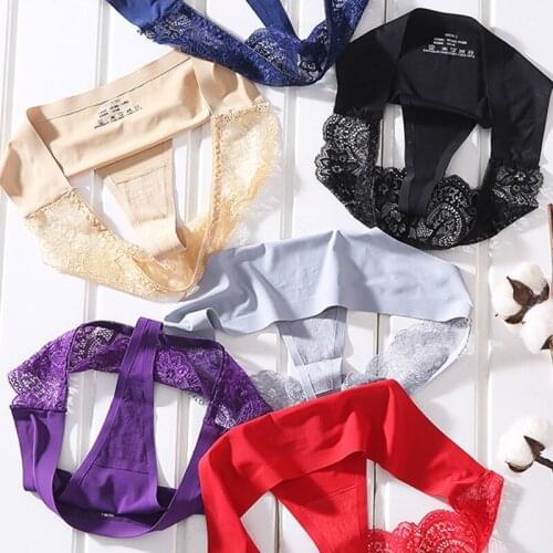 Ice Silk Lace Seamless Thong Sports Ladies Transparent Girl Japanese Sexy Sports Fitness Underwear