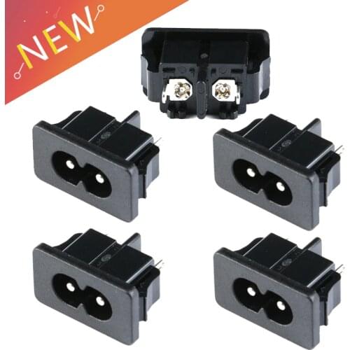 5Pcs IEC320 C8 Black 2 Terminal Power Plug Inlet Socket AC 250V 2.5A