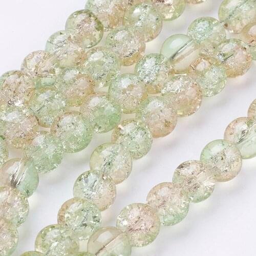 Pandahall 8mm Crackle Glass Beads Strands Round Spacer Beads for DIY Jewelry Making Necklaces Bracelets