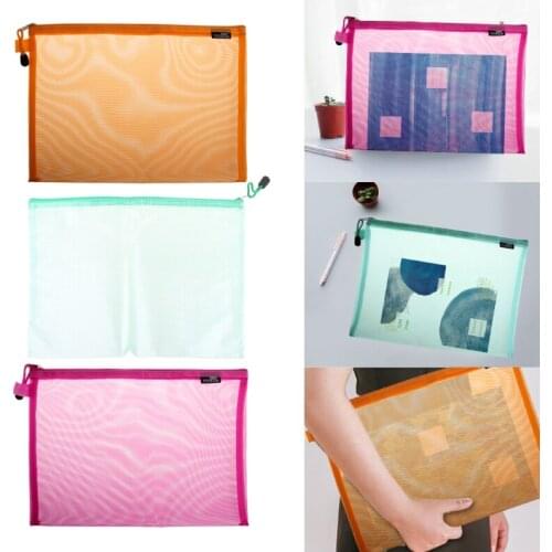 Document Bag A4 Size Zipper File Pocket Storage Organizer School Office Supplies