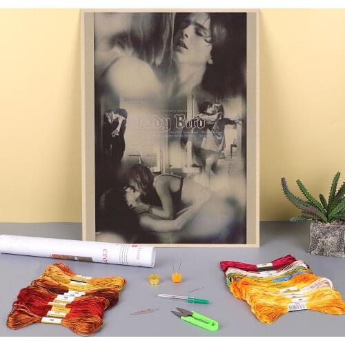 Lady Bird Movie Greta Gerwig Film Saoirse Ronan Printed Fabric 11CT Cross Stitch Complete Kit Embroidery DMC Stamped