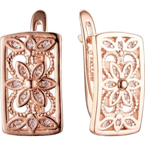 Unique Women Earring New 2021 585 Rose Gold Color Women Jewelry Luxury Drop Earring Designs for Lady