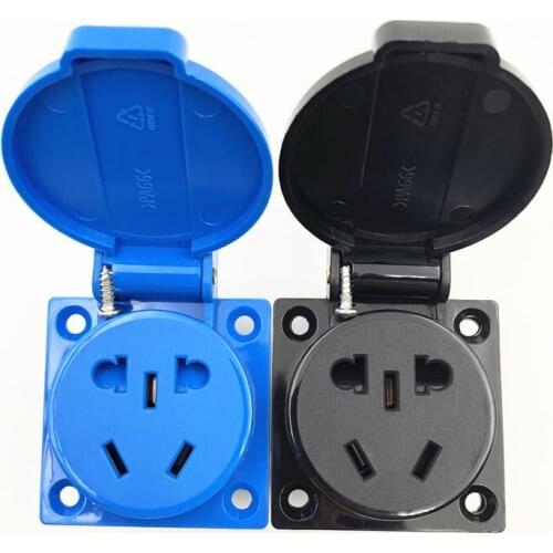 IP44 Waterproof Outdoor Wall Power Socket Weatherproof 10A Electrical Outlet Grounded AC 110~250V Socket