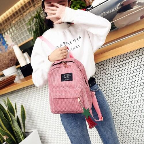 Women Mini Corduroy Backpack Female Soft Canvas Fabric Shoulder Bag Ladies Cute Small Travel Bags Backpack for Teenage Girls