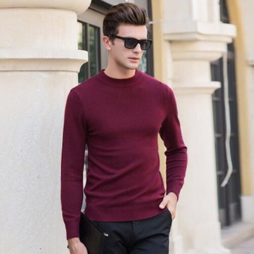 Winter Warm Cotton Sweater Mens O-Neck Winter Sweater Men Brand Mens Solid Sweaters Slim Fit Pullover Men Knitwear Full Sleeve