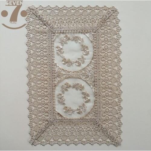 1Lot/3Pcs Modern Gold White Color Transparent Organza Embroidered Doilies Dining Placemats