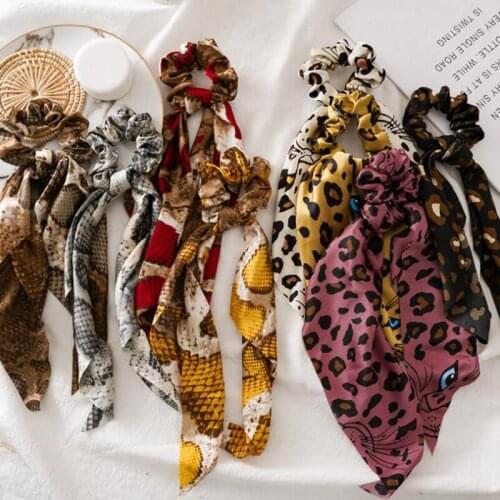 2020 Fashion Woman Leopard Bow Hair Bands Elastic Loop Ponytail Ties Scrunchies Head Bands Head wear Fashion Hair Accessories