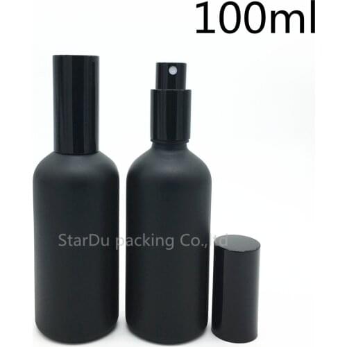240pcs 100ml black Frosted glass bottle with Black aluminum sprayer, Essential Oil Spray Glass perfume bottle