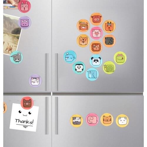 30Pcs Cartoon Animal Round Refrigerator Magnets Children DIY Fridge Stickers