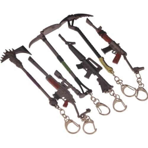 50pcs/lot Game PUBG Fortress Night Key Chain Battle Pickaxe Mini Axe Reaper Gun Model Keyring Keychain Wholesale Mixorder